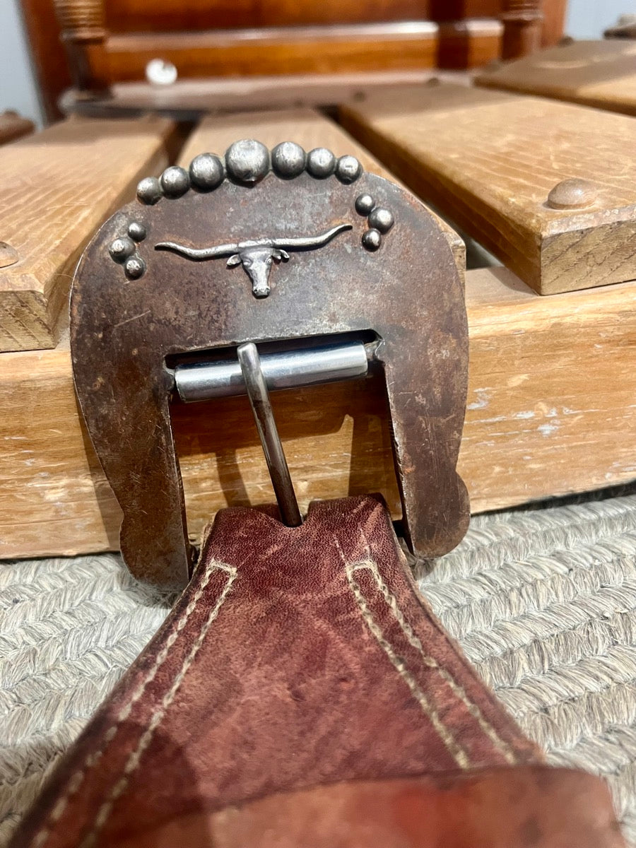 Heavy Duty Roper Flank Cinch Back Cinch with Mike Berg Rimrock Bits and Spurs Buckles     CN1115