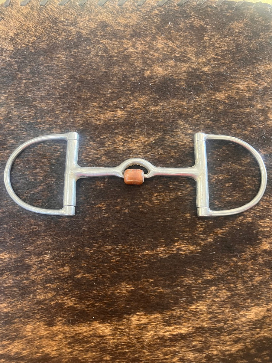 Centaur D Ring Snaffle Low Port and Copper Roller Horse Bit     B1149