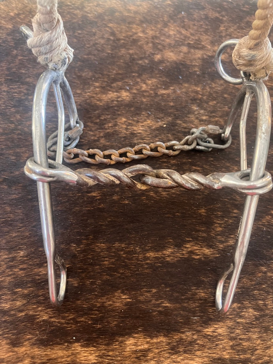 Trammell Combination Bit with Sweet Iron Twisted Mouth and Rope Noseband     B1154