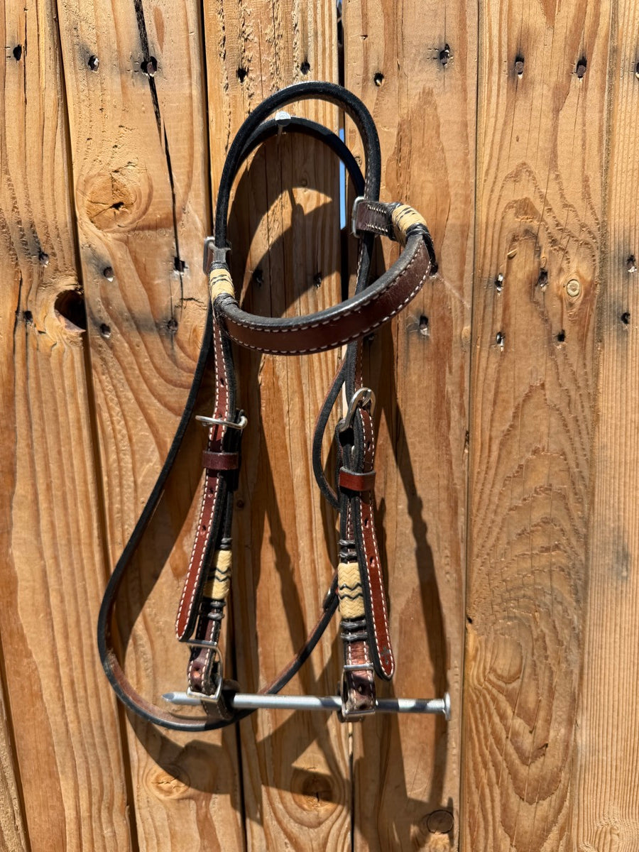 Leather Browband Rawhide Accents Headstall    HS1225
