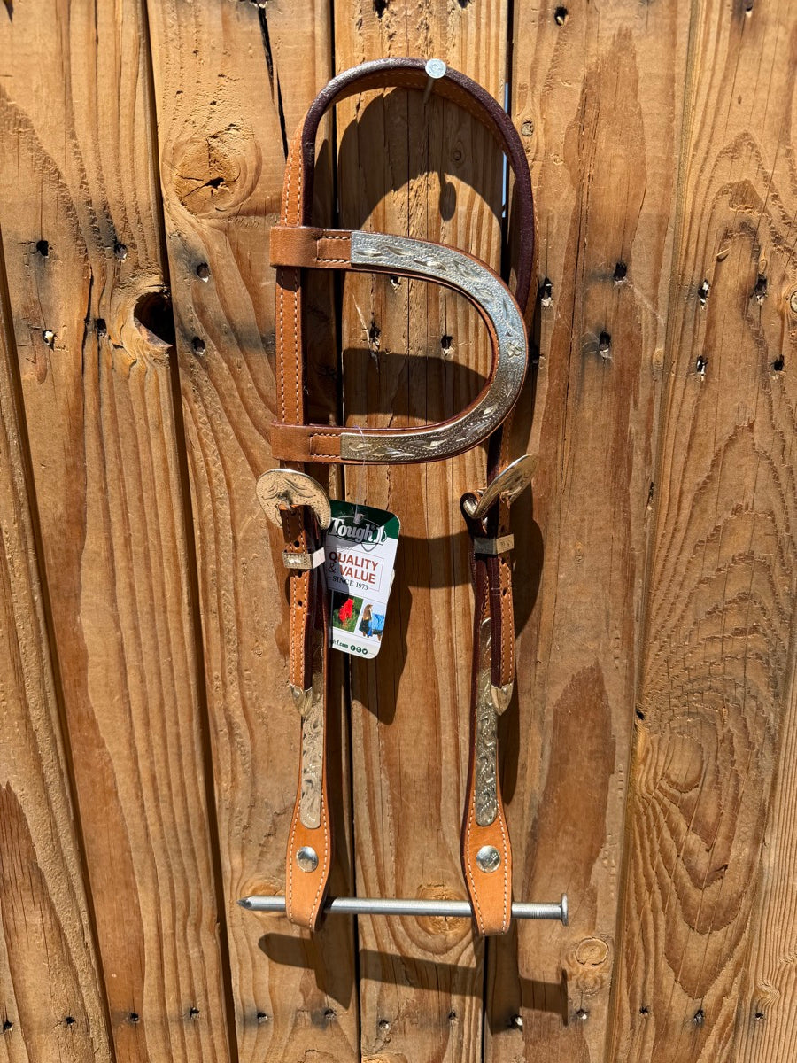 Tough1 Single Ear Headstall With Silver Accents And Matching Reins    HS1226