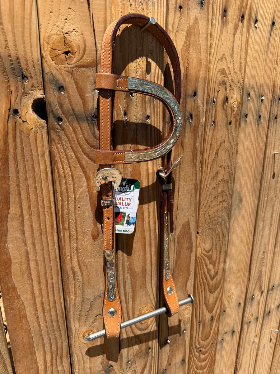Tough1 Single Ear Headstall With Silver Accents And Matching Reins    HS1226