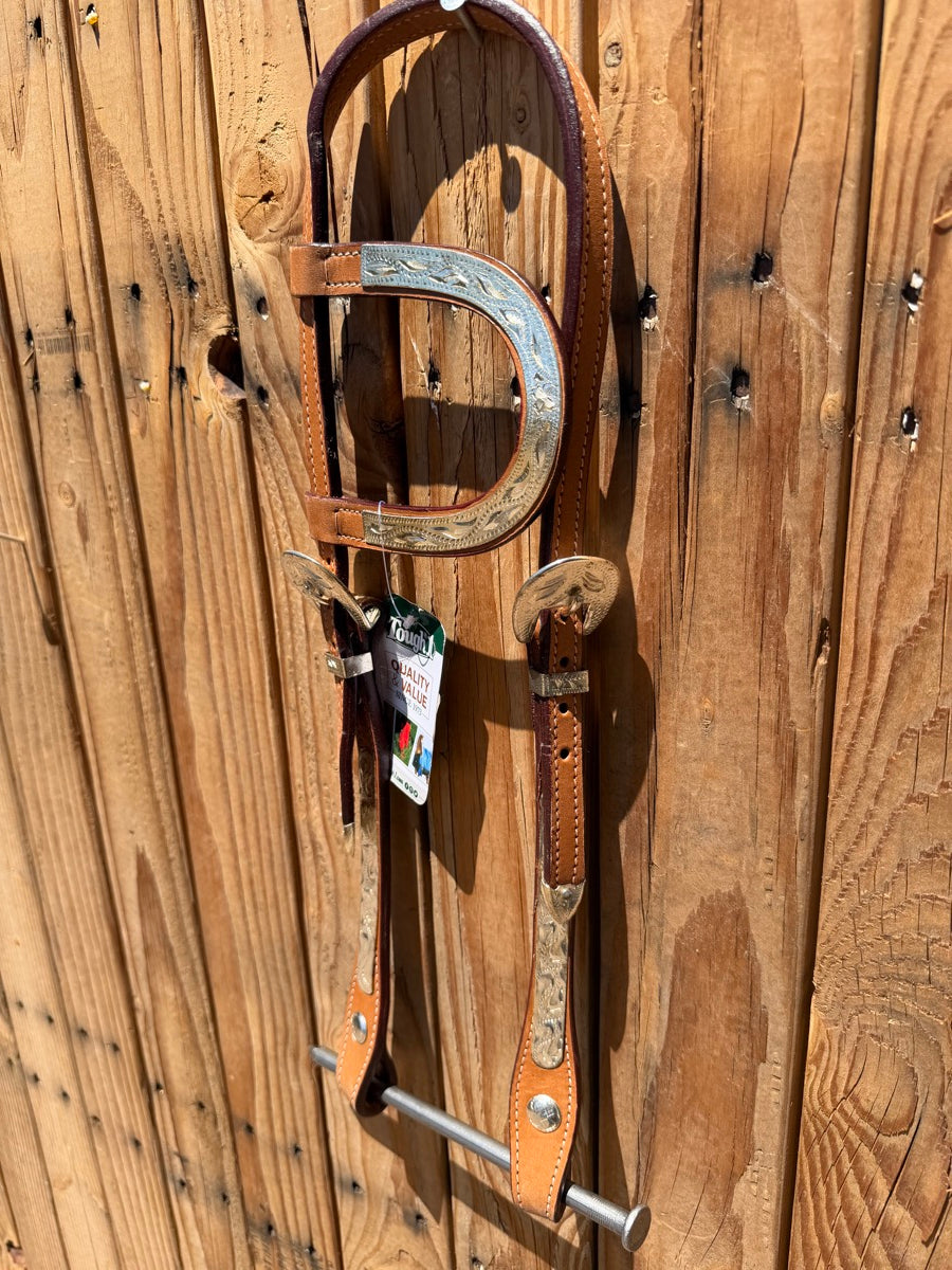 Tough1 Single Ear Headstall With Silver Accents And Matching Reins    HS1226