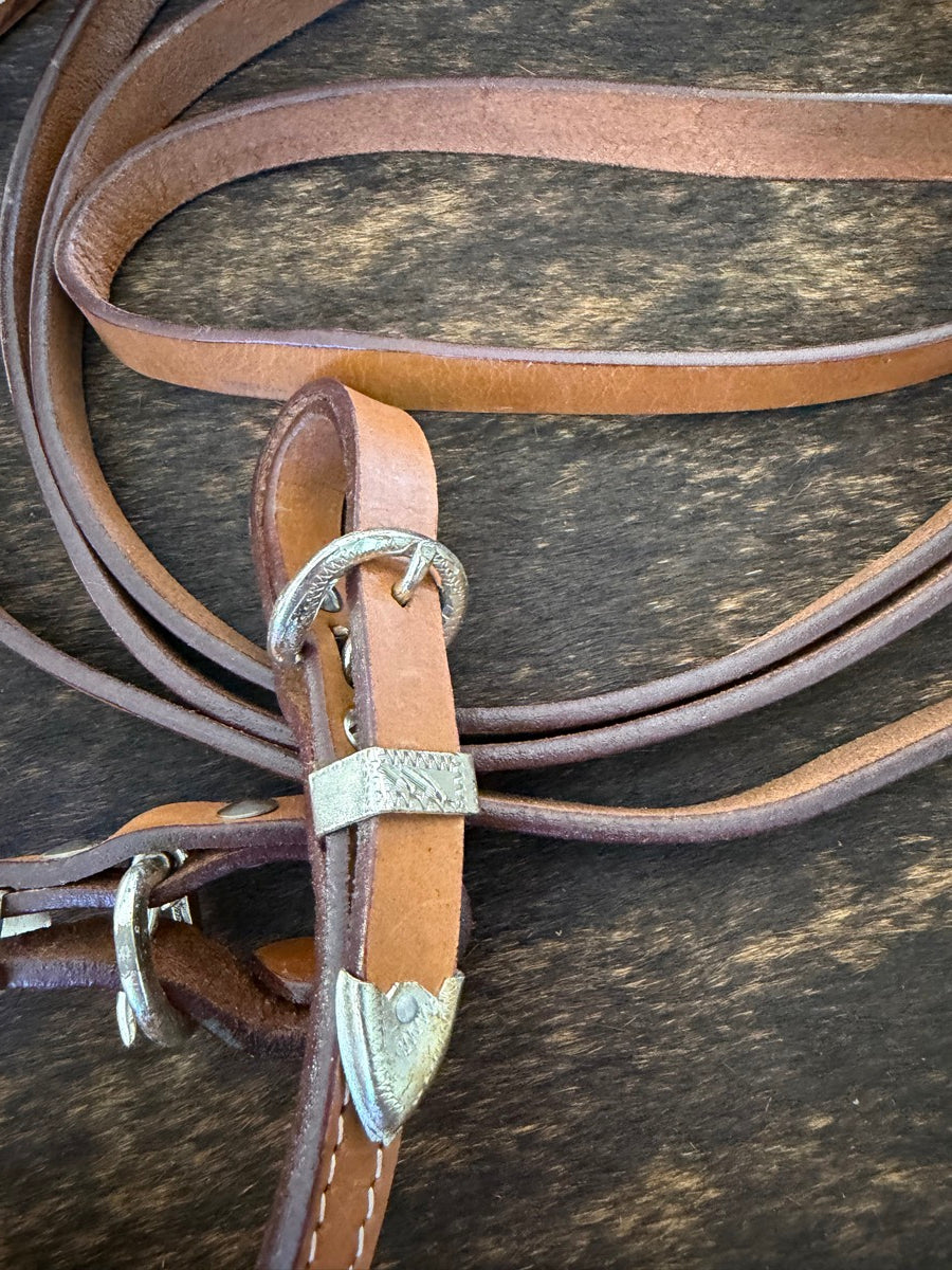 Tough1 Single Ear Headstall With Silver Accents And Matching Reins    HS1226