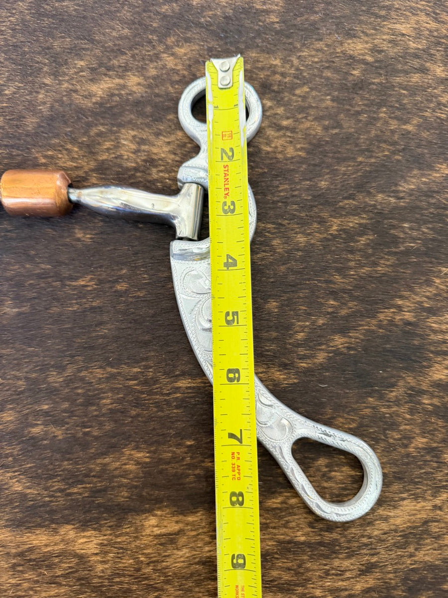 Western Aluminum Engraved Mullen Roller Long Shank Bit      B1310