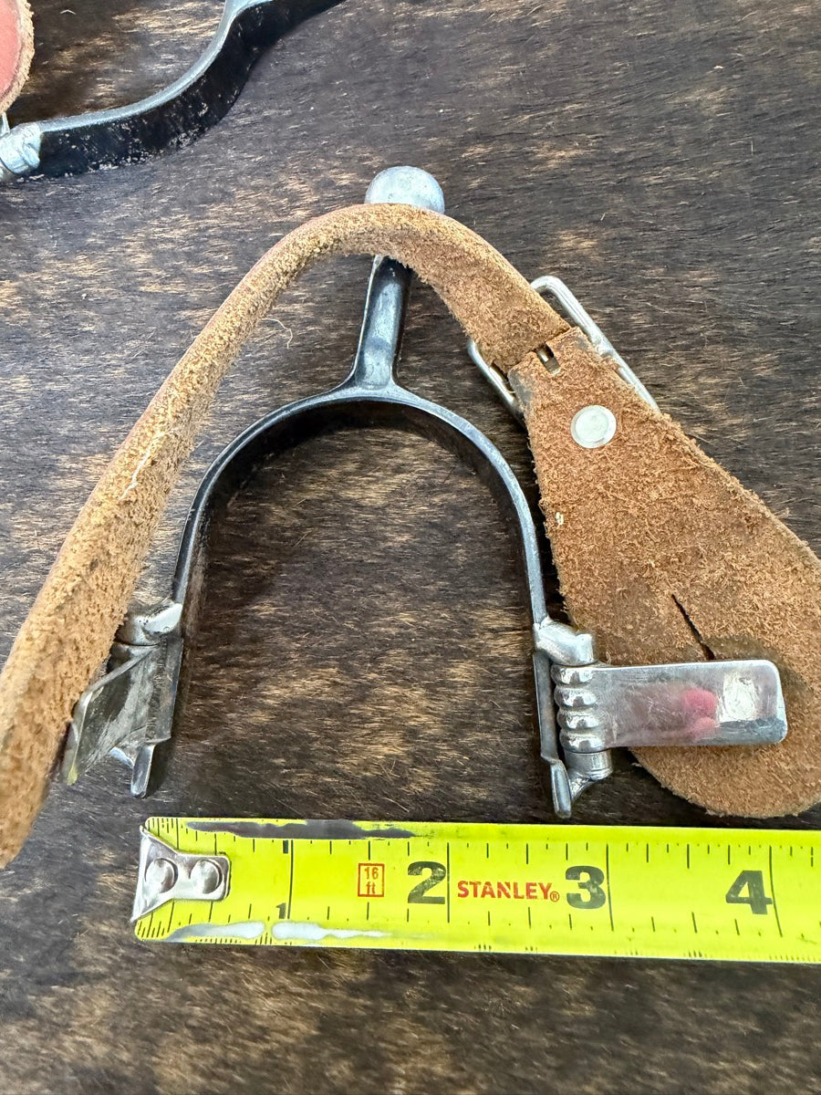 Kids Black Knob End Spurs with Leather Spur Straps     SPR1141