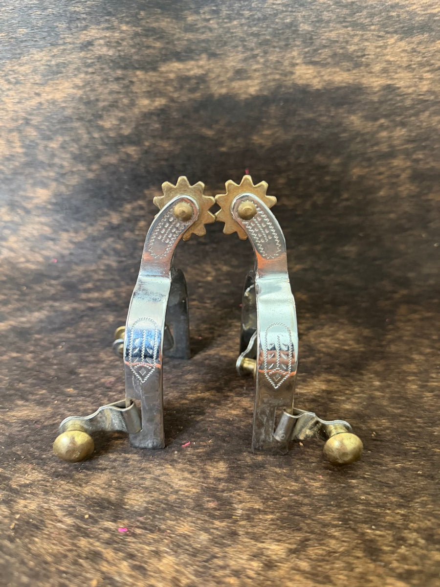 Youth Chrome Steel Engraved Spurs    SPR1142