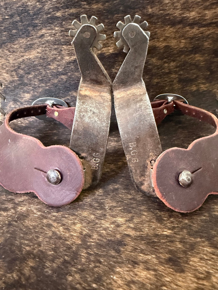 Mens Wide Band Cowboy Spurs with Leather Spur Straps    SPR1145