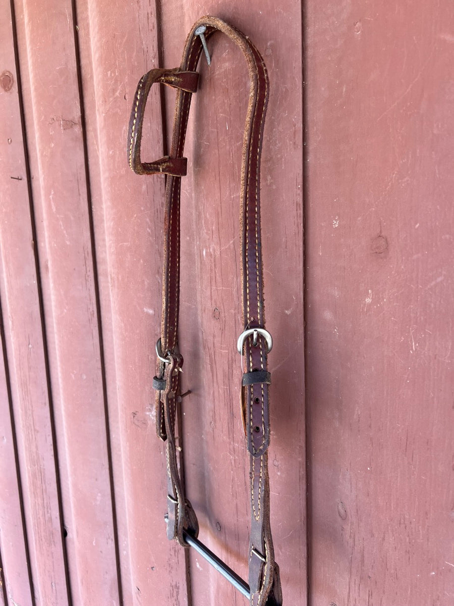 Martha Josey Train To Win One Ear Leather Western Horse Headstall Quick Change Cheeks     HS1130