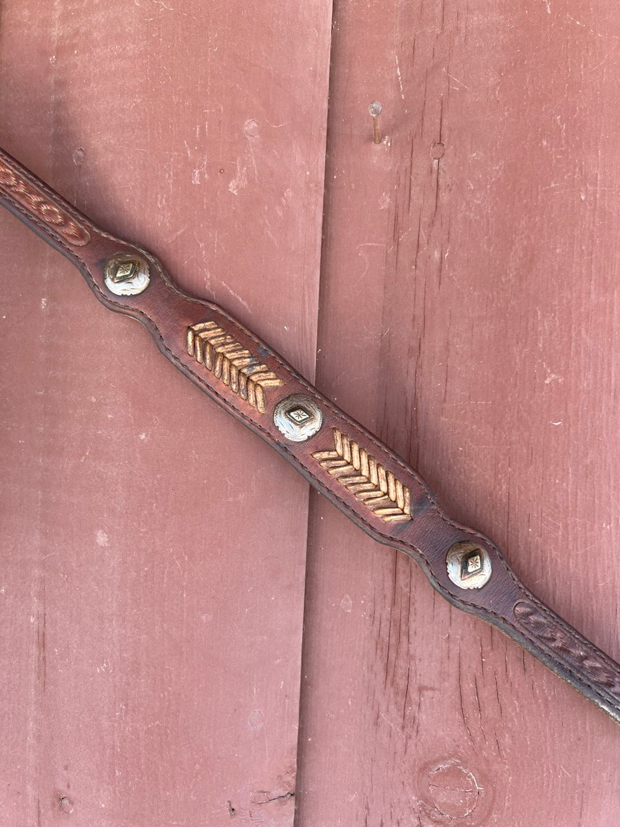 Western Scalloped Rawhide Breast Collar with Silver Plated Conchos and Buckles      BCL1116