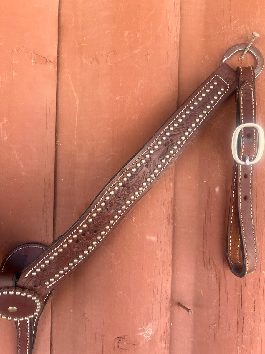 Cowboy Decor Floral Tooled Heavy Oiled Hermann Oak Leather Western Breast Collar       BCL1117