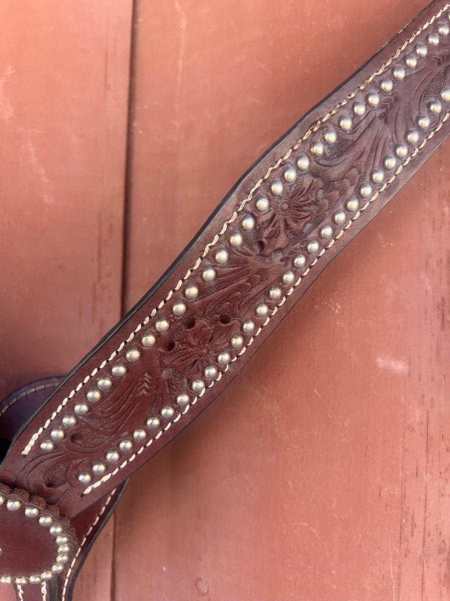 Cowboy Decor Floral Tooled Heavy Oiled Hermann Oak Leather Western Breast Collar       BCL1117