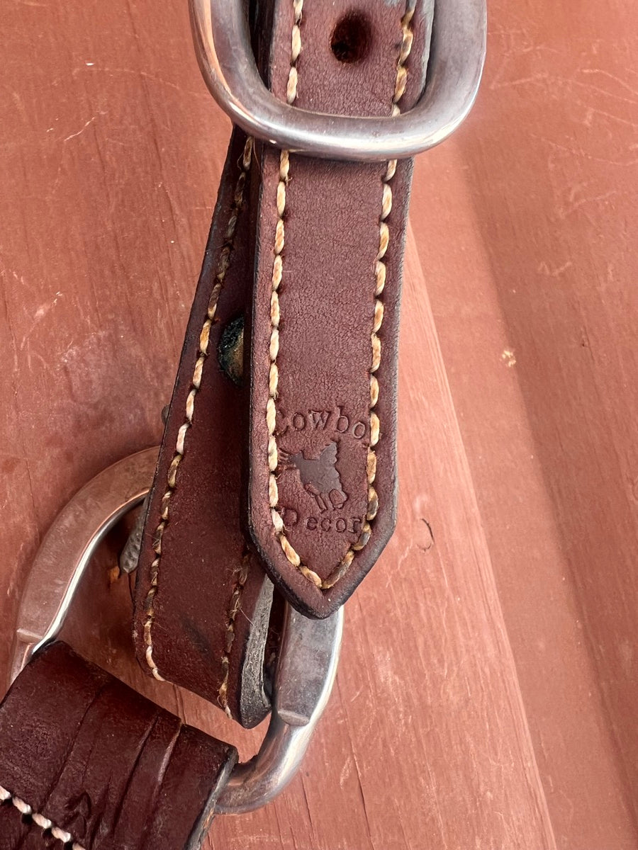 Cowboy Decor Floral Tooled Heavy Oiled Hermann Oak Leather Western Breast Collar       BCL1117