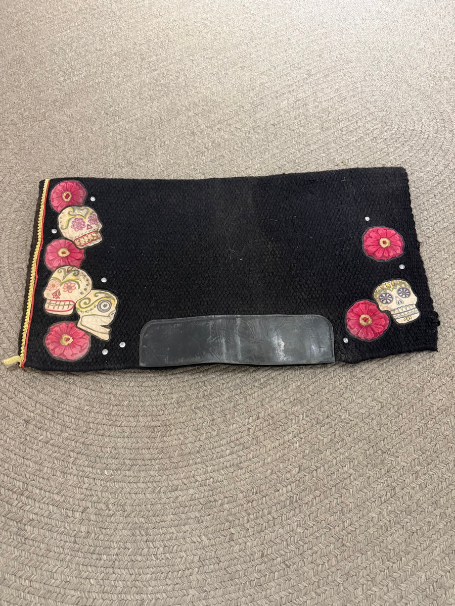 30" Black Sugar Skull Saddle Blanket       SP1161