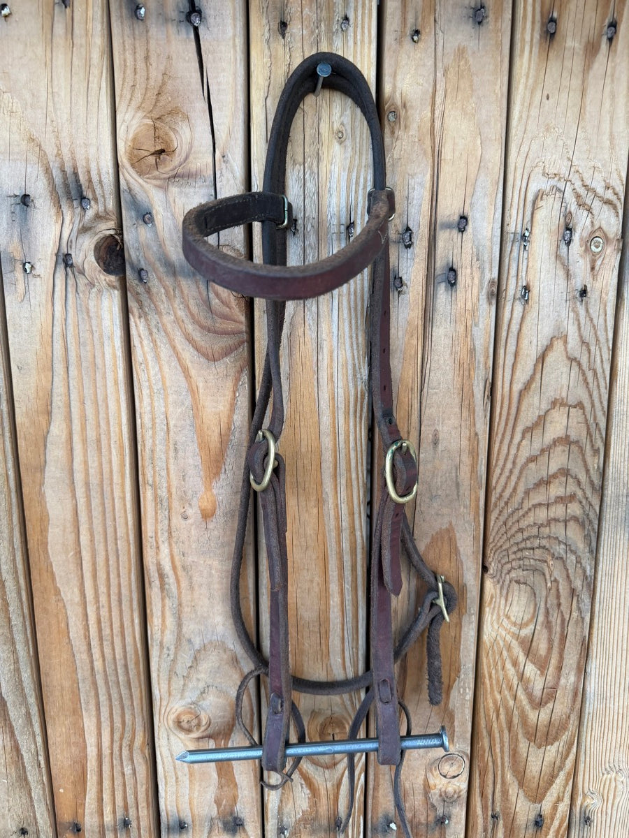 Heavy Oiled Leather Browband Headstall with 2 Buckles    HS1228