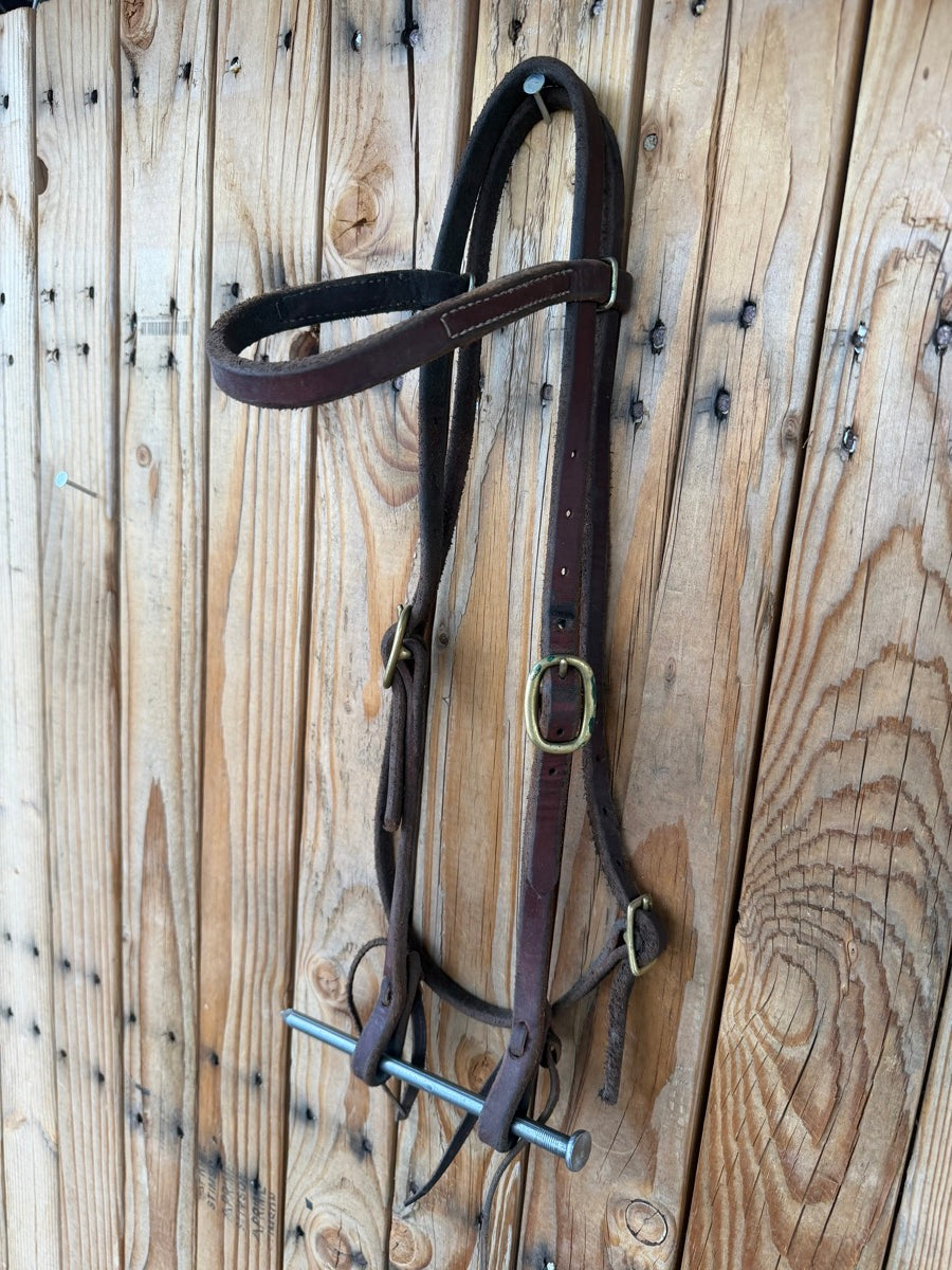 Heavy Oiled Leather Browband Headstall with 2 Buckles    HS1228