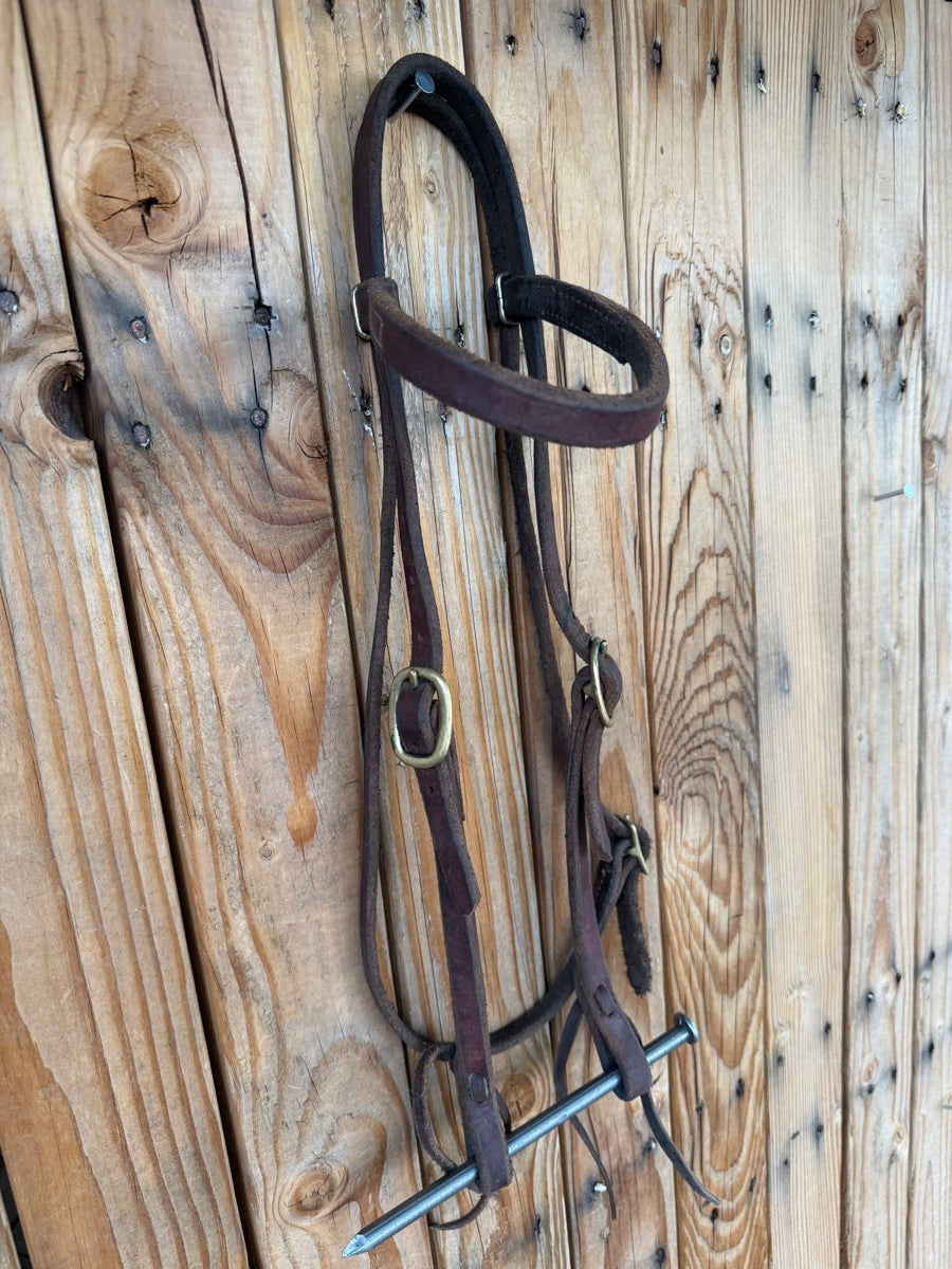 Heavy Oiled Leather Browband Headstall with 2 Buckles    HS1228