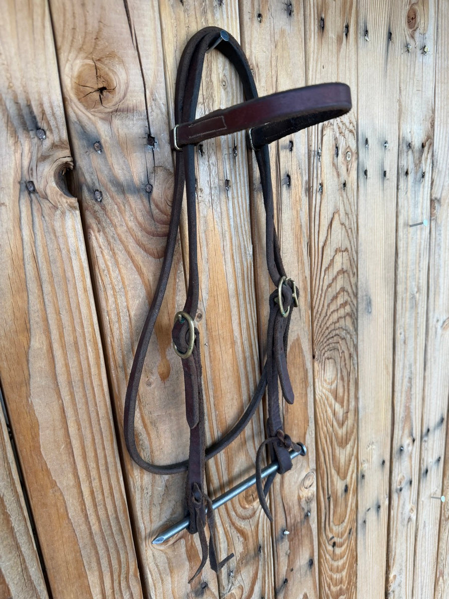 Heavy Oiled Leather Browband Headstall with 2 Buckles    HS1231
