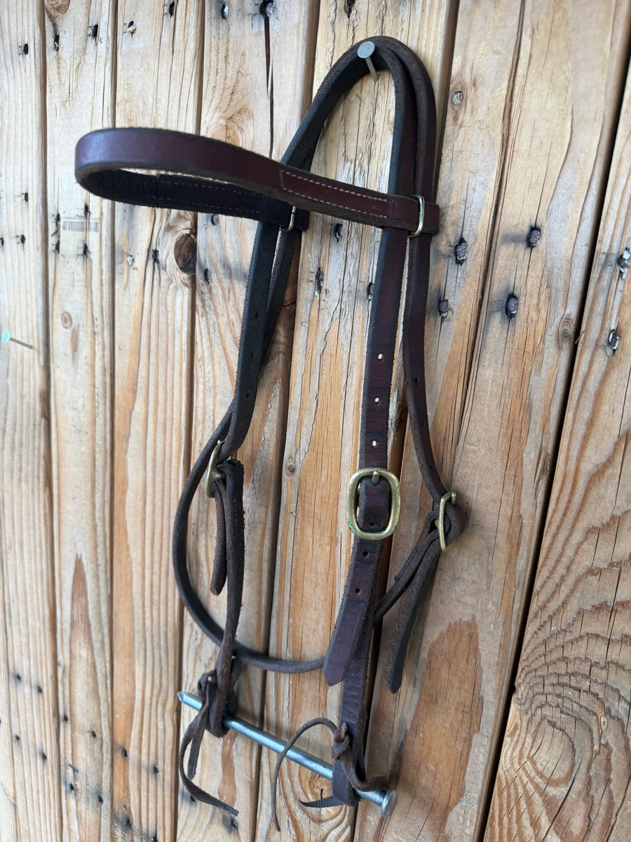 Heavy Oiled Leather Browband Headstall with 2 Buckles    HS1231