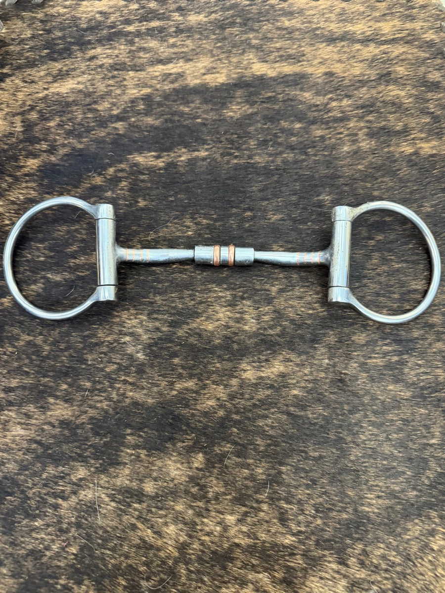 Tough1 Stainless Steel 3-Piece Tongue Relief Dee Ring Western Horse Bit    B1313