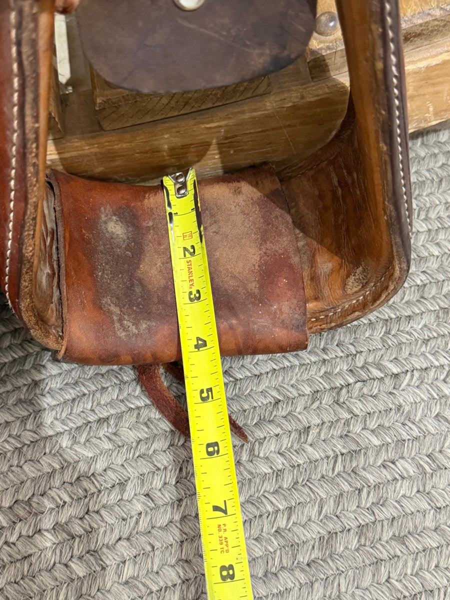 3.5 inch Tooled Leather Roper Stirrups       STR1127