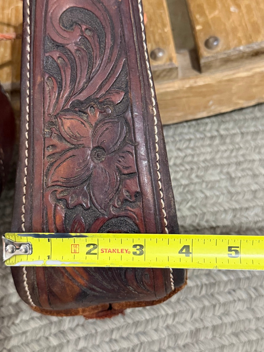 3.5 inch Tooled Leather Roper Stirrups       STR1127