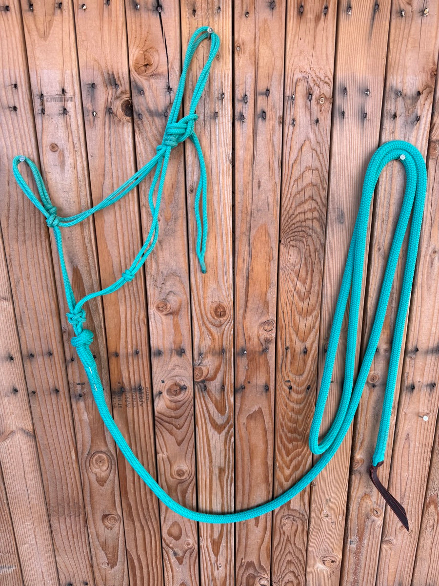 Turquoise Rope Halter with 12 ft Lead Rope     HL1158