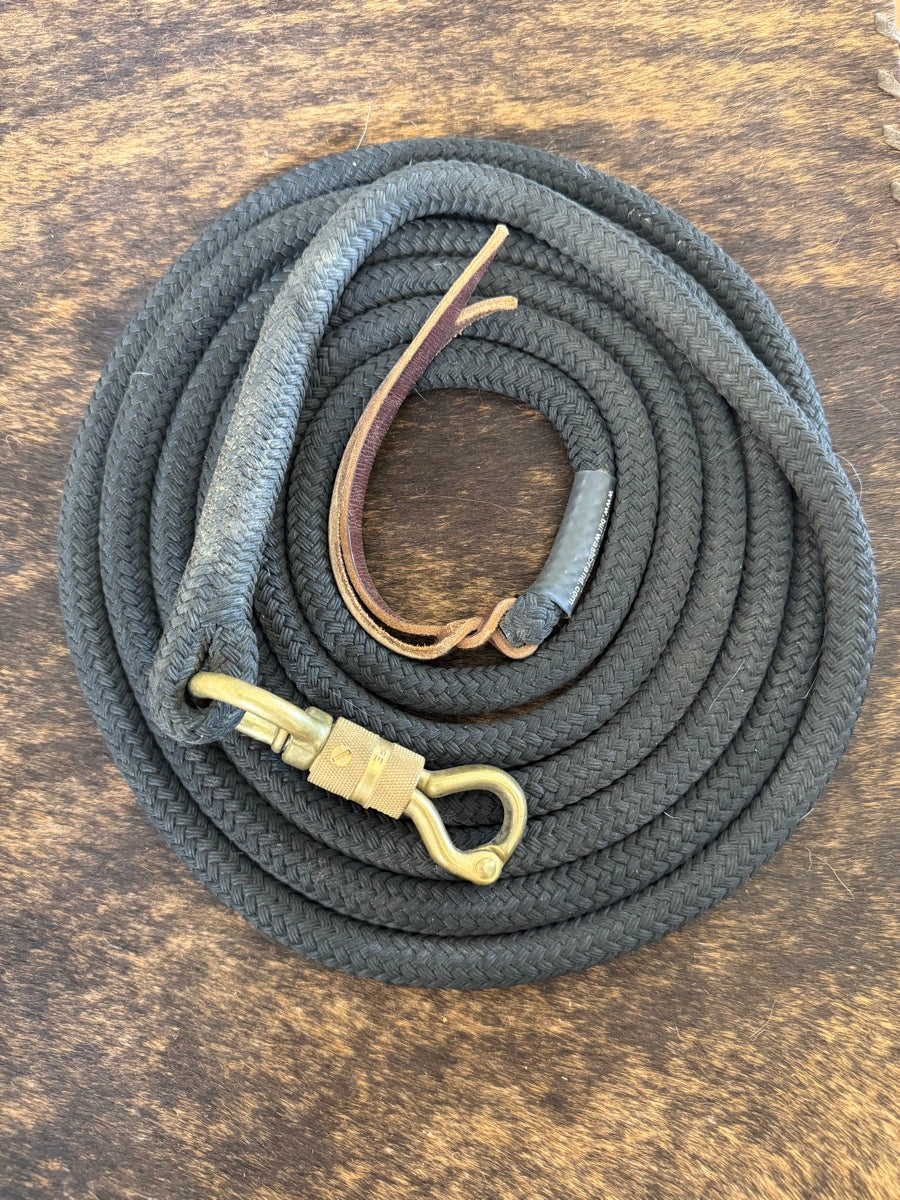 14 ft. Black Burwash Brand Lead Rope with Quick Release Shackle Snap with Swivel Snap      LRP1128