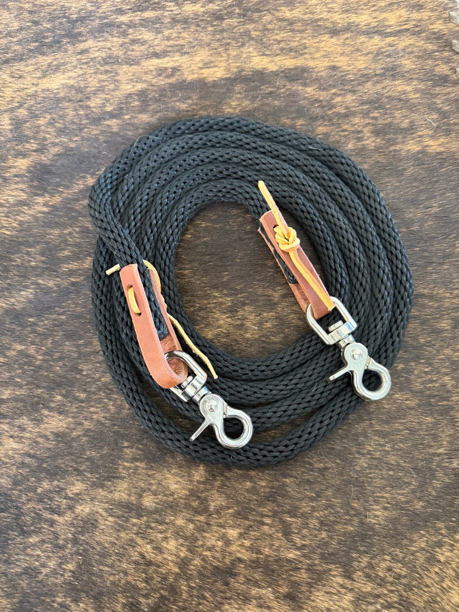 8 ft. Black Weaver Equine Poly Roper Reins      RN1216