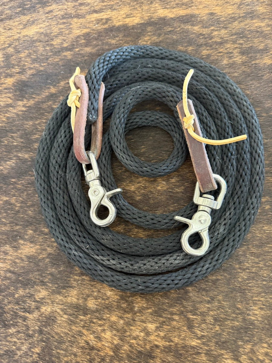 8 ft. Black Weaver Equine Poly Roper Reins      RN1217