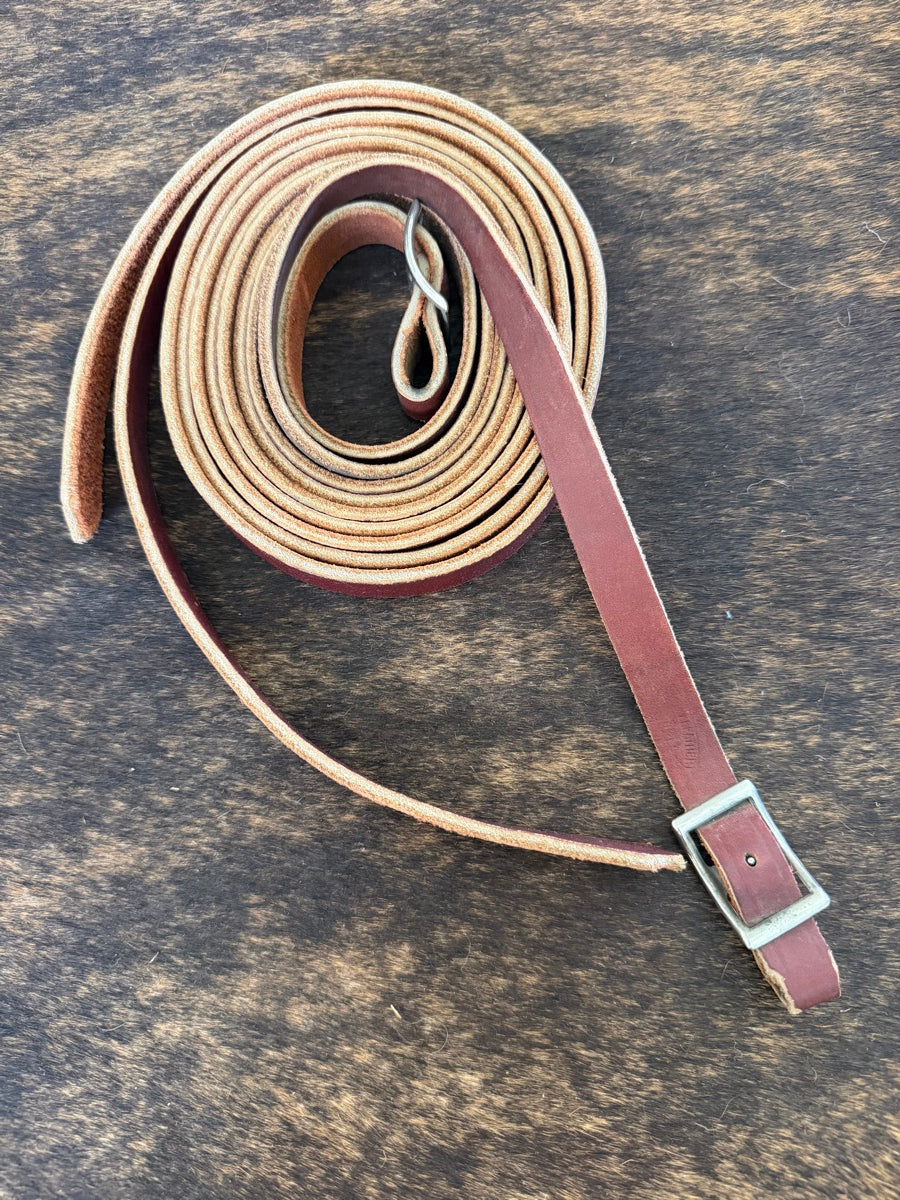 6.5 ft Buckaroo Leather Flat Leather Split Reins     RN1219