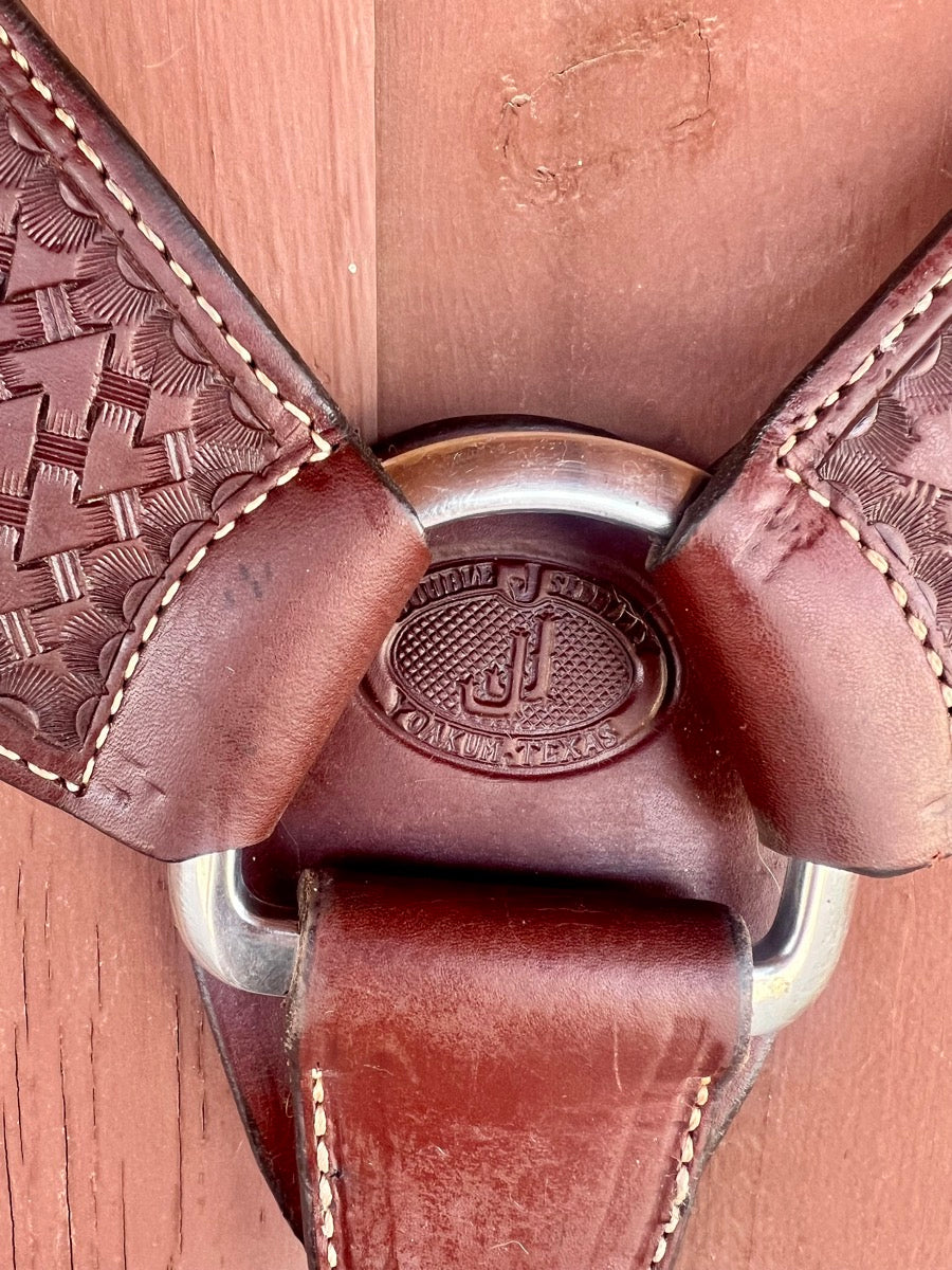 Double J Saddlery Chestnut Tooled Leather Western Breast Collar       BCL1118