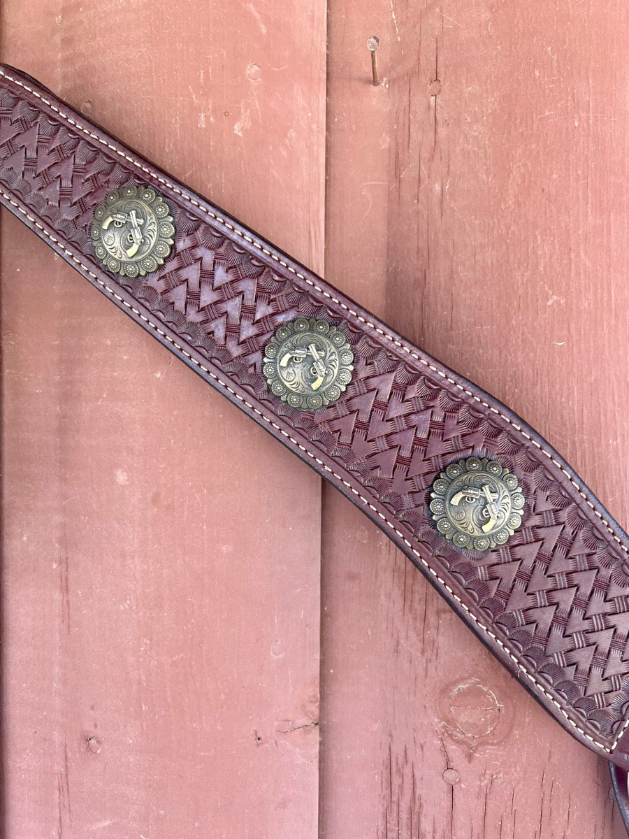 Double J Saddlery Chestnut Tooled Leather Western Breast Collar       BCL1118