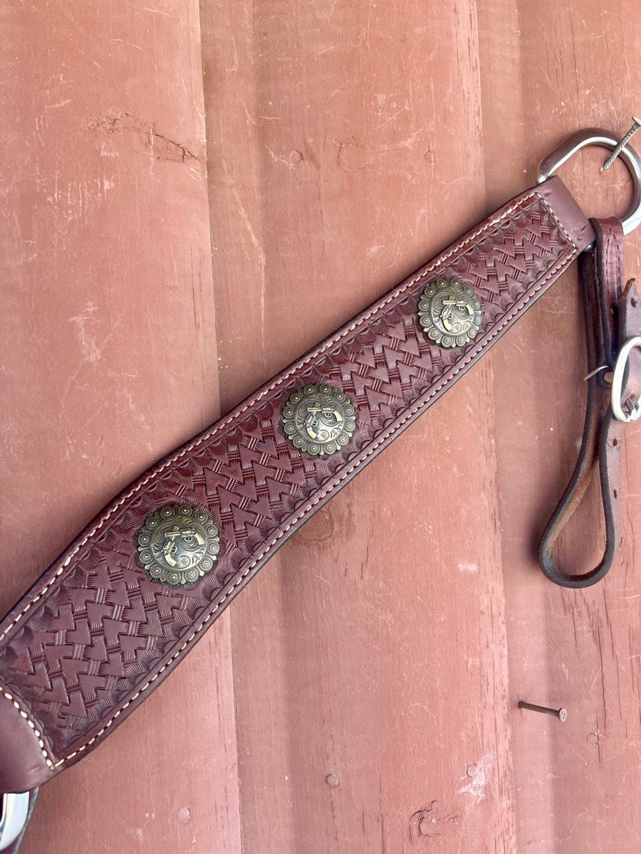 Double J Saddlery Chestnut Tooled Leather Western Breast Collar       BCL1118