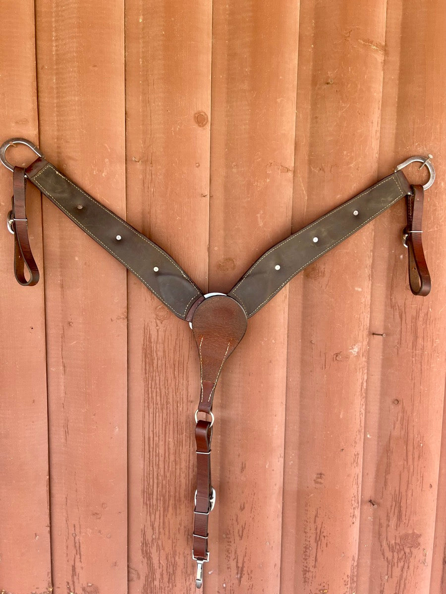 Double J Saddlery Chestnut Tooled Leather Western Breast Collar       BCL1118