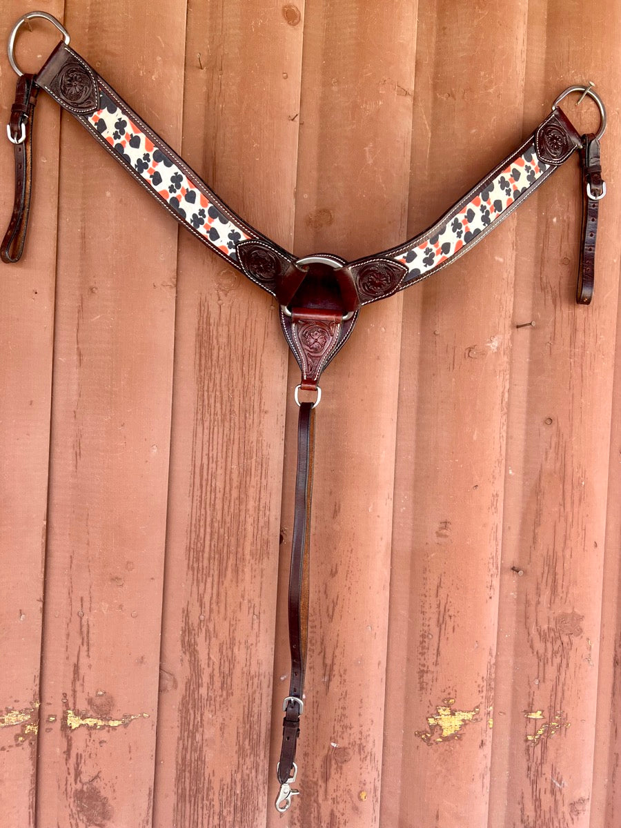 Hot Headstalls Gambler Leather Western Tack Set Breast Collar and Headstall   BCL1119