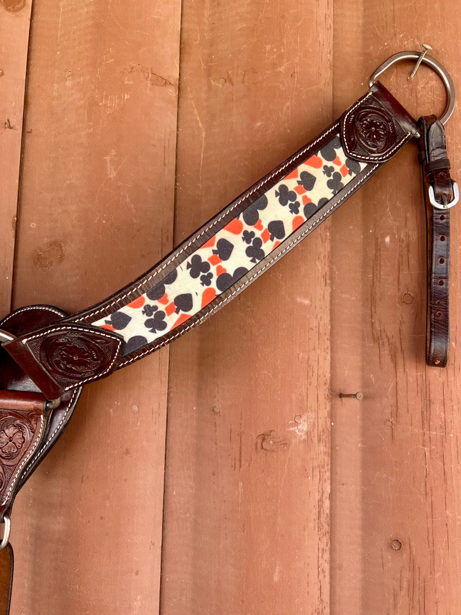 Hot Headstalls Gambler Leather Western Tack Set Breast Collar and Headstall   BCL1119