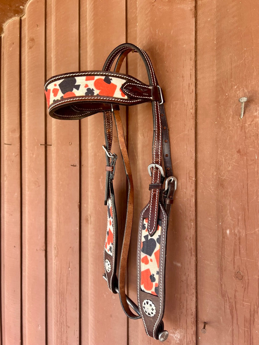 Hot Headstalls Gambler Leather Western Tack Set Breast Collar and Headstall   BCL1119