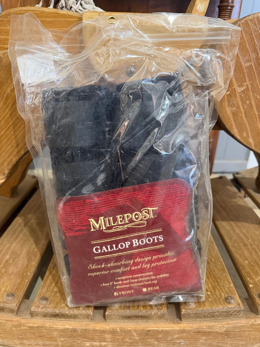 Black Milepost Gallop Boot Horse Sport Medicine Boot - Fronts       HBT1133