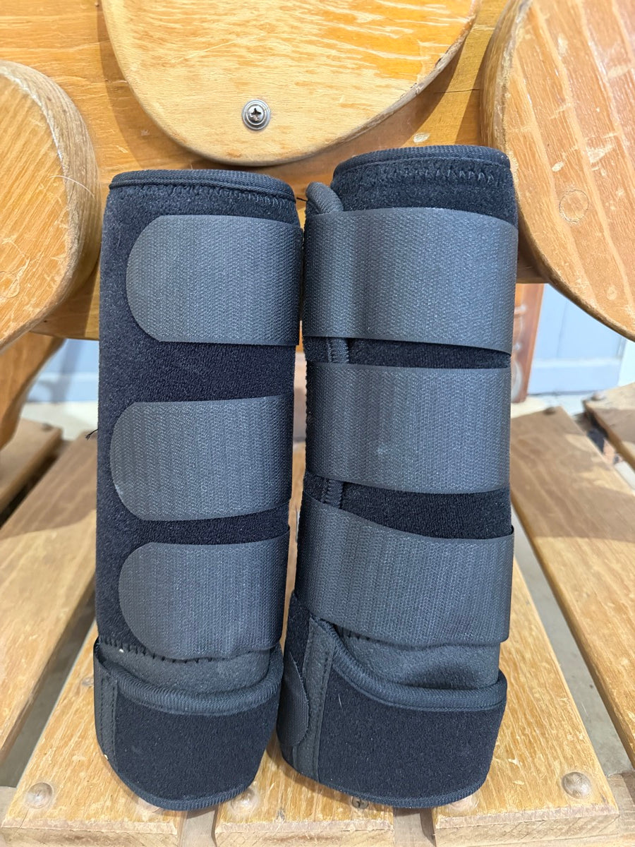 Black Milepost Gallop Boot Horse Sport Medicine Boot - Fronts       HBT1133