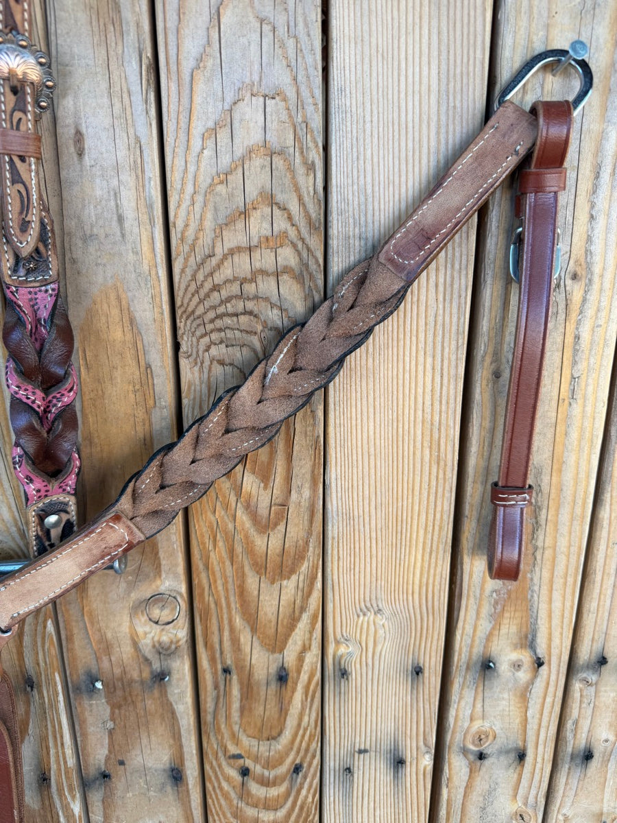 Pink Miracle Braid Tack Set Headstall Breast Collar     HS1237