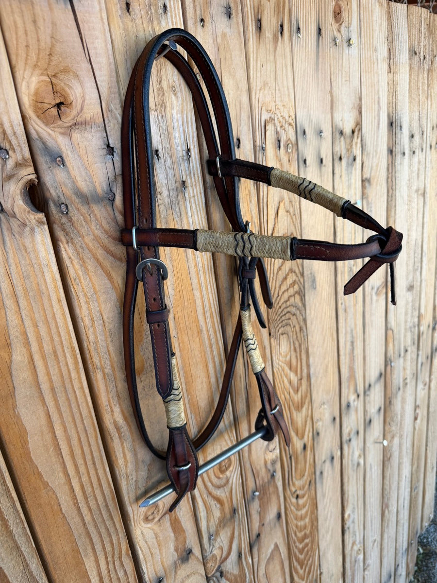 Leather Rawhide Futurity Browband Headstall     HS1239