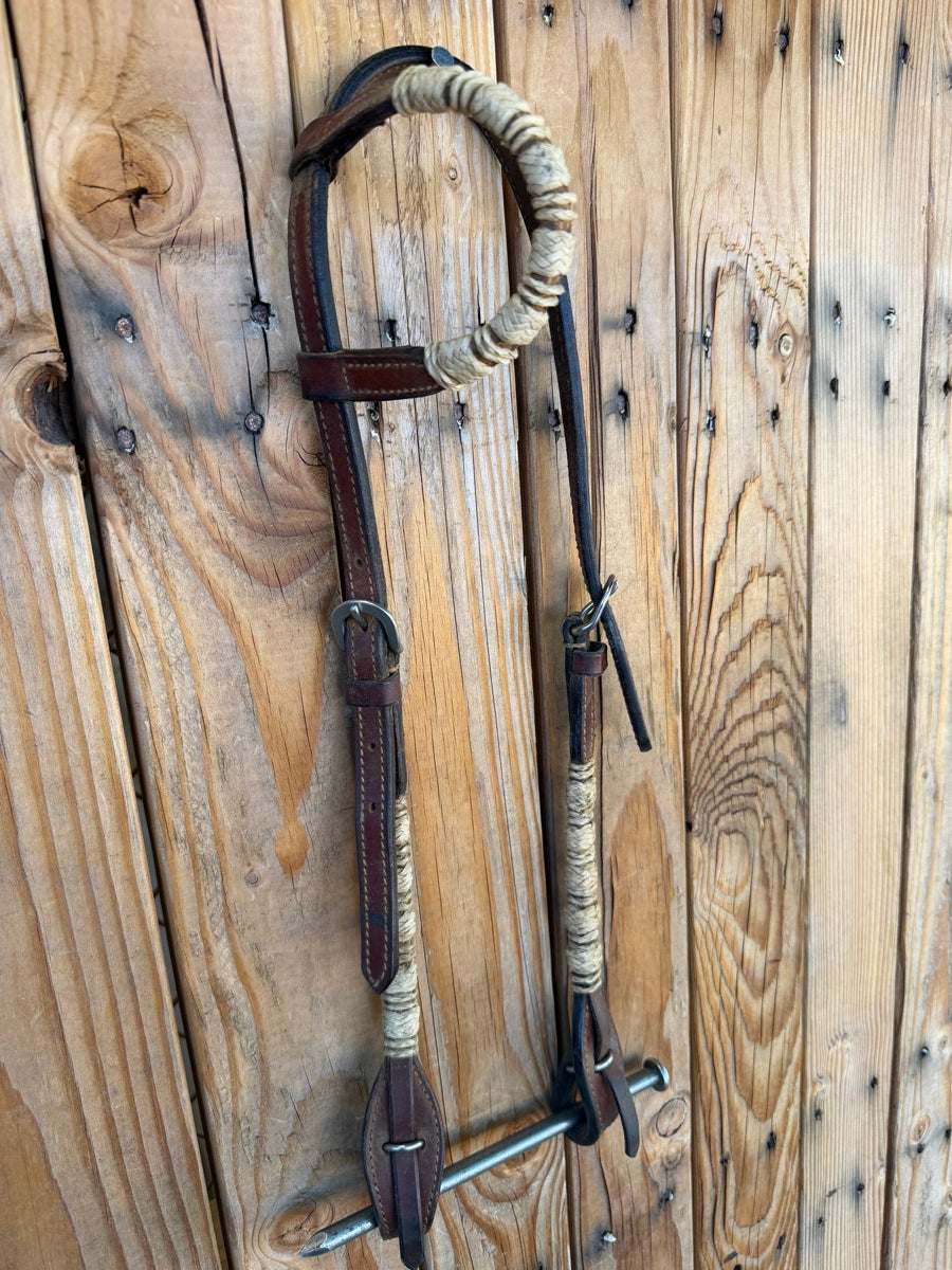RIATA Single Ear Leather Rawhide Quick Change Headstall     HS1241