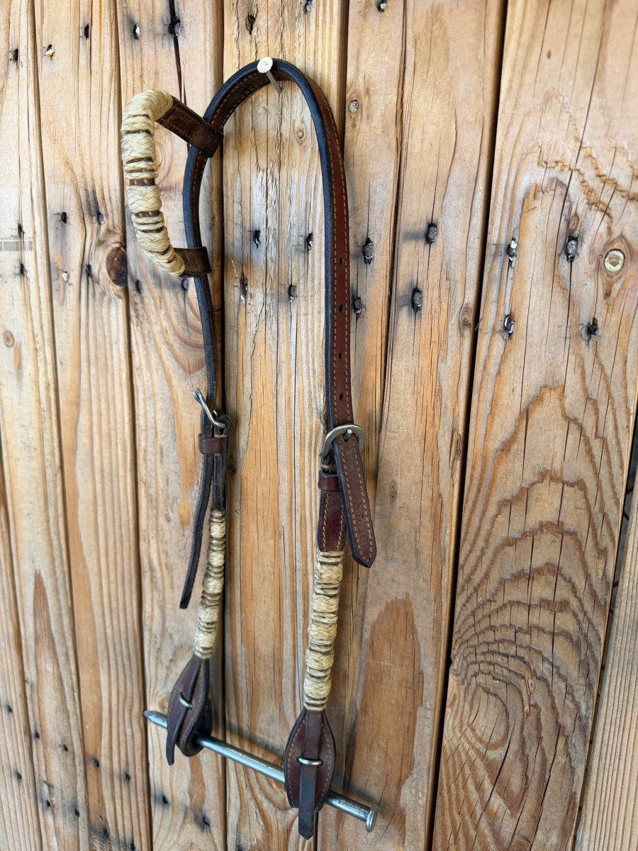 RIATA Single Ear Leather Rawhide Quick Change Headstall     HS1241