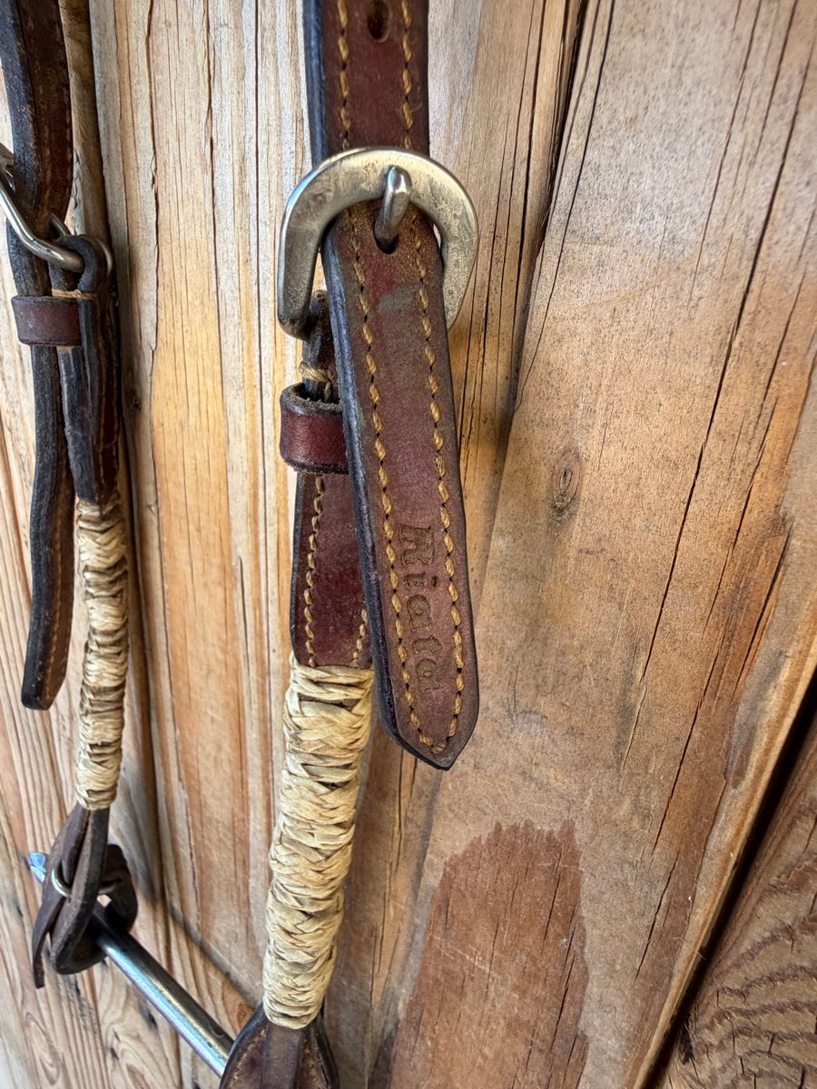 RIATA Single Ear Leather Rawhide Quick Change Headstall     HS1241