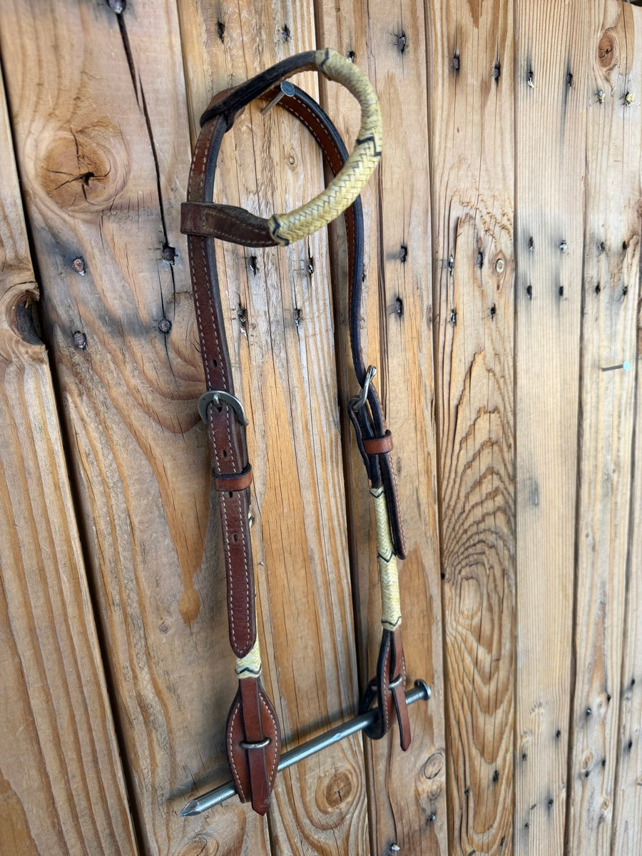 Teskey's Single Ear Leather Rawhide Quick Change Headstall     HS1242