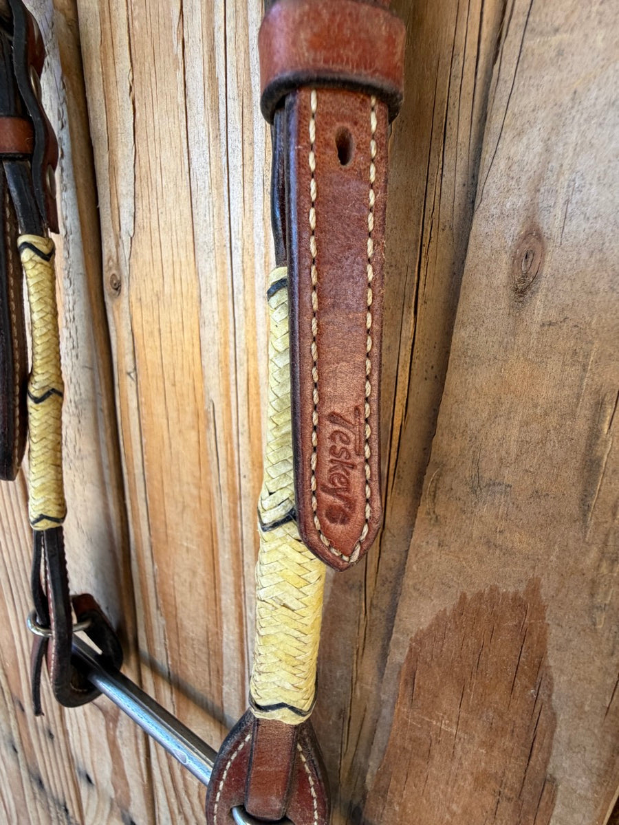 Teskey's Single Ear Leather Rawhide Quick Change Headstall     HS1242
