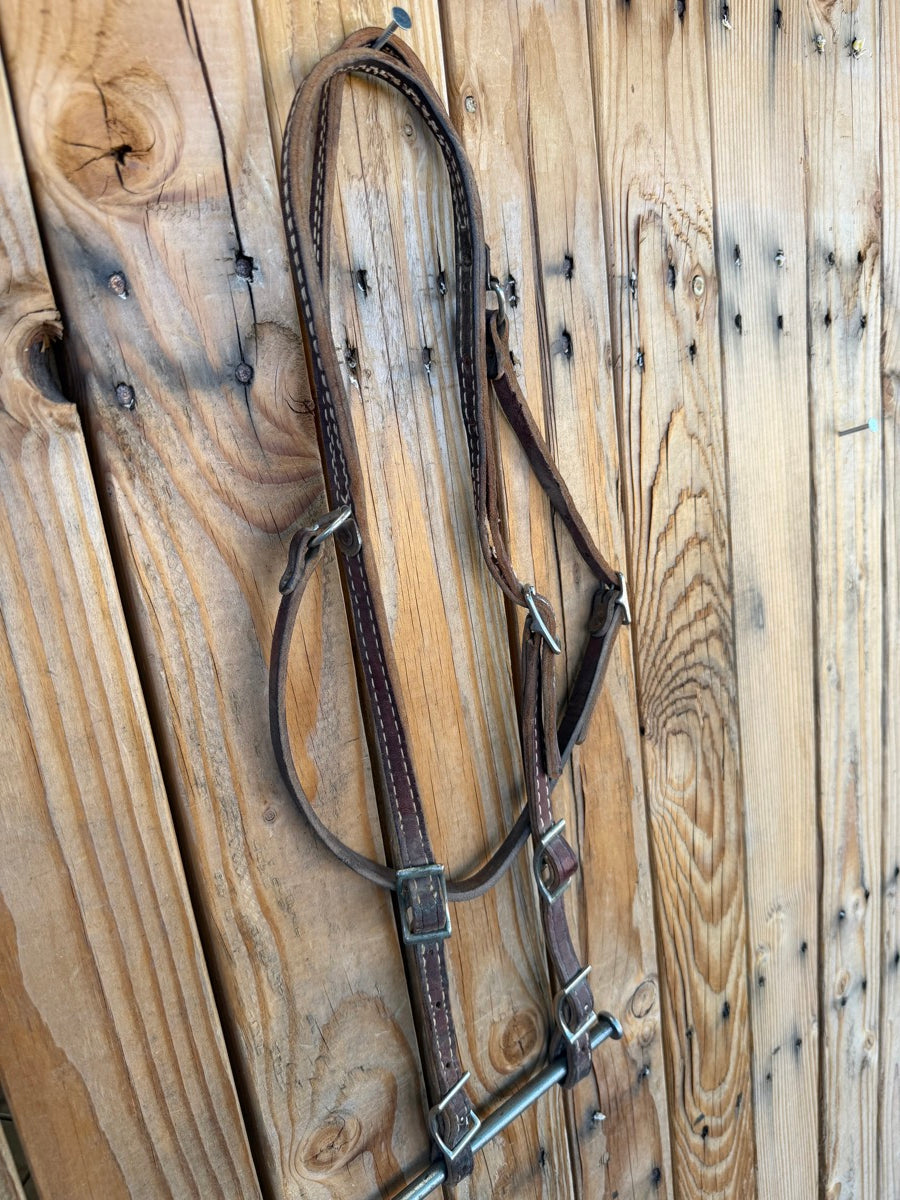Split Ear Leather Headstall with Throat Latch     HS1243