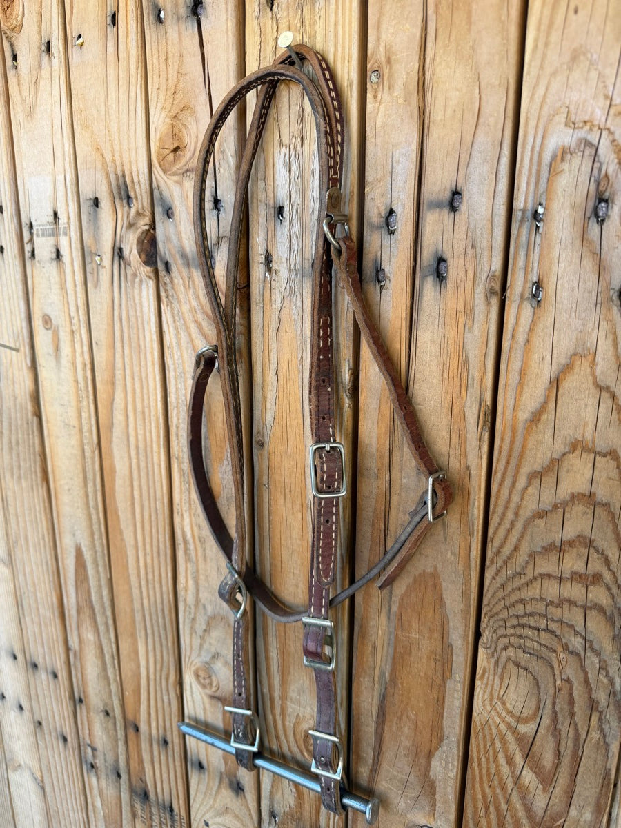 Split Ear Leather Headstall with Throat Latch     HS1243