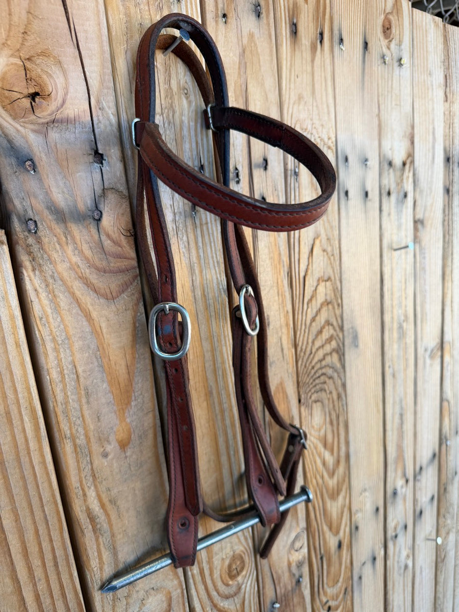 Leather Browband Headstall with 2 Buckles    HS1247